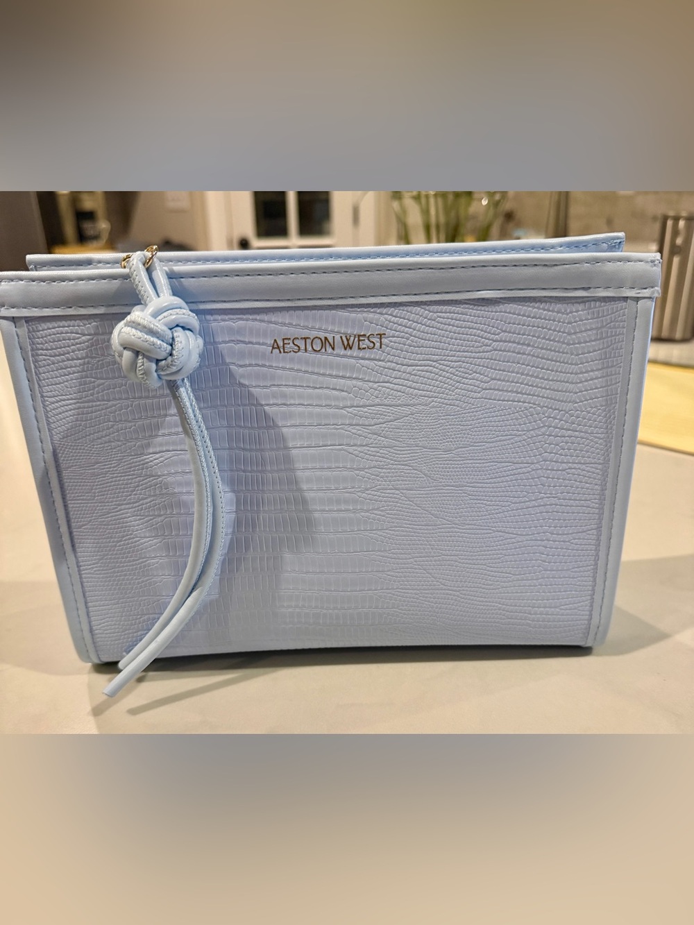 Aeston West Voyage Bag - Clutch Women's Light Blue Textured - Vegan Leather -